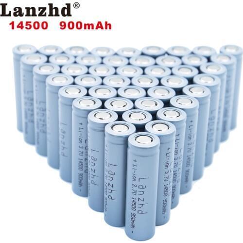 8-40PCS 14500 battery 3.7V 900mAh Rechargeable Li-ion Battery for LED Flashlight Battery accumulator battery real capacity