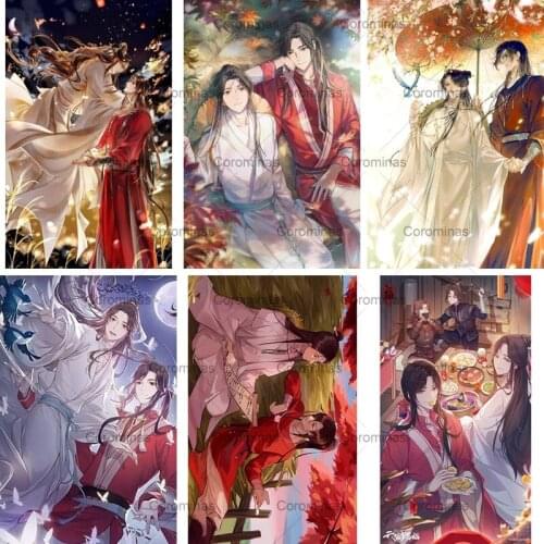 5D Diy Diamond Painting Anime Tian Guan Ci Fu Full Square Round Drill Embroidery Art Diamond Mosaic Anime Character Home Decor