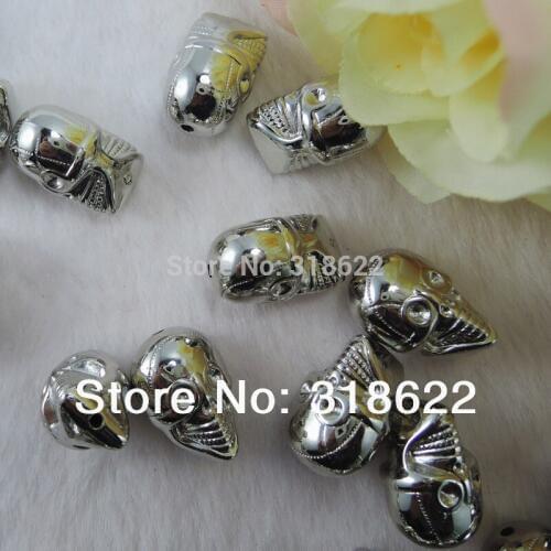 Free Shipping! Sliver Skull beads, CCB Plastic beads, DIY Jewelry Making Beads. 50pcs/set