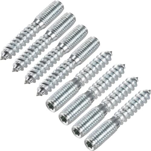 Uxcell 8pcs M6 M8 M10 Double Headed Furniture Hanger Bolt Dual End Self-Tapping Screw Length 50mm 60mm 70mm 79mm 90mm 91mm