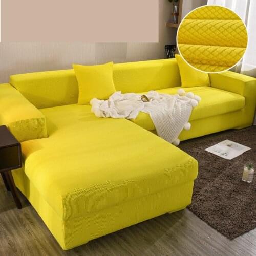 Polar Fleece L-Shaped Sofa Covers Anti-scratch Office All-inclusive Solid Color Anti-dirty Chaise Longue Cover For Living Room
