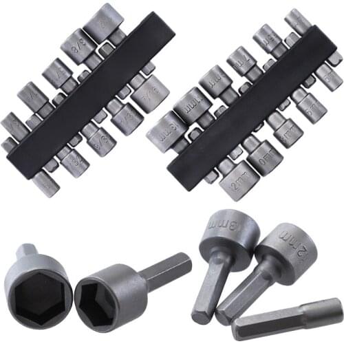 CR-V Steel Socket Set 1/4 Hex Shank Sockets Adapter Metric/Imperial Inner Hex 1/2”-5/32” 4-13mm for Ratchet Wrench Drill Tools