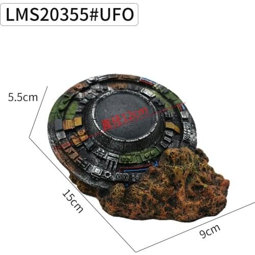 Fish tank landscaping UFO wreck Spacecraft Alien flying saucer background for aquarium decoration stone accessories