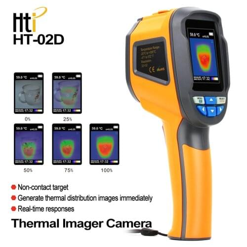 HTI Thermal Imager Camera Professional LCD Digital Handheld IR Thermal Camera Infrared Thermometer Pyrometer HT-02D