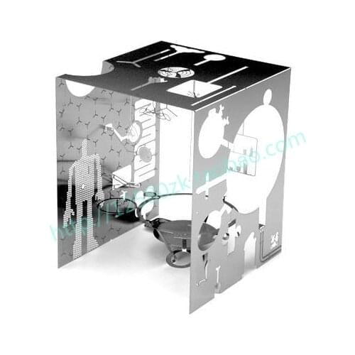 Personality flip parlour cutout quality stainless steel 3D metal card