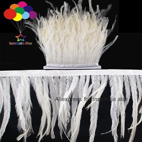 Milk white Australia Ostrich Feathers Trims Ribbon 1/5/10 Meter 4-8 Inch/10-20 cm Cloth for Carnival Party Diy Costume