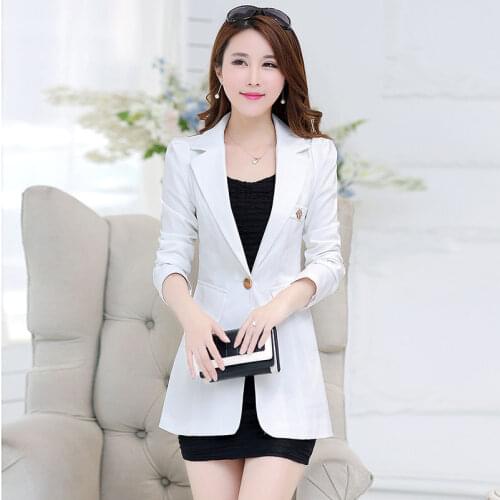 2021Long-Sleeved Small Suit Women Spring Autumn New Mid-Length Korean Style Slim Casual Female Small Blazer Large Size Jacket251