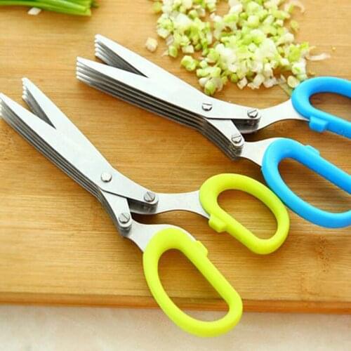 Multi-function stainless steel Scissors Kitchen Tools Shredding scissors 5-layers Cut Scallions Noris Herb Spices Scissors