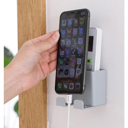 Wall Mounted Organizer Storage Box Remote Control Mounted Mobile Phone Plug Wall Holder Charging Multifunction Holder Stand