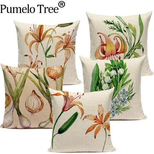 Nordic Floral Pillowcases Vegetable Fruit Decorative Sofa Cushion Covers Green Plant Home Decorative Square Cover for Pillows