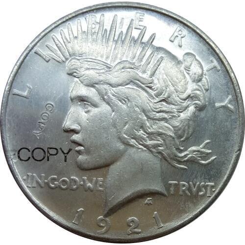 Untied States Of American 1 Dollar Peace Dollar 1921 P Cupronickel Silver Plated Copy Coins