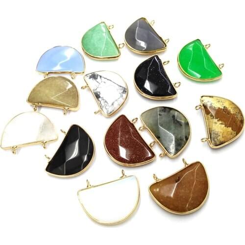 Semicircular Picture Stone Pendant Pendant Reiki Healing Natural Stone Meditation Amulet DIY Jewelry Size 25x32mm
