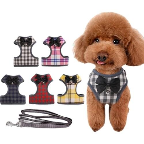 Dog Vest Harnesses Leashes Rope Classic Lattice Breathable Mesh Fixed Buckle Strong Drawstring Stylish Pet Supplies Nylon