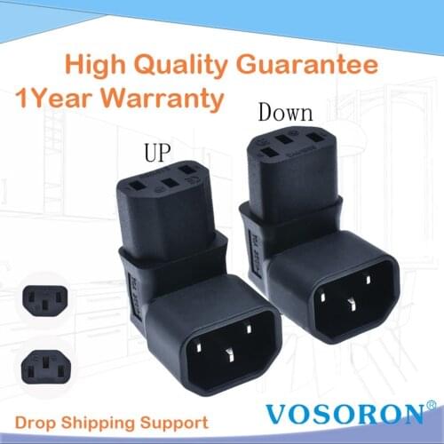 IEC 320 C13 to C14 AC Plug Converter, C14 to C13 Up/Down Angle Power Adapter Plug, 3Pin Female to Male 10A 250V