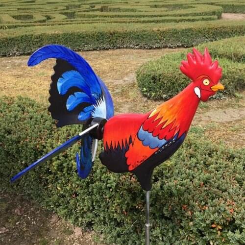Garden Art Rooster Wind Spinner Stake Farmhouse Garden Decoration Giftable Waterproof For Courtyards Backyards Lawns