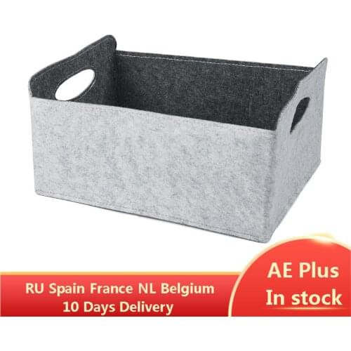 Foldable Felt Laundry Basket Desktop Felt Storage Basket Cosmetic Book Stationery Container Sundries Underwear Toy Storage Box