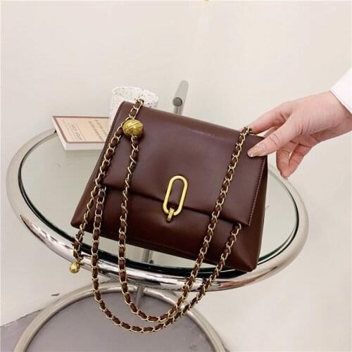 Bags for Women 2021 Leather Messenger Bags Sac Femme Chains Vintage Shoulder Bag Female Luxury Brand Flap Bag for Girls Bolsa