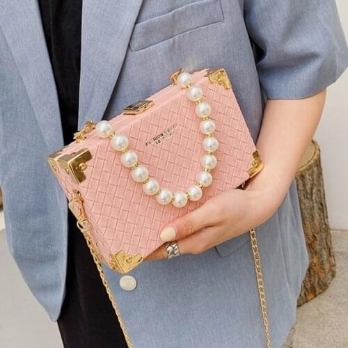 PU Knitting Box Tote Bag 2021 Summer New High-quality Leather Womens Designer Handbag Chain Shoulder Messenger Bag Purses