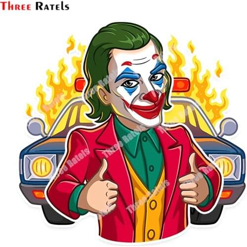 Three Ratels B266 Funny Anime Cartoon Big Thejoker Clown For Fuel Tank Cap Bumper Decoration Waterproof Material Decals