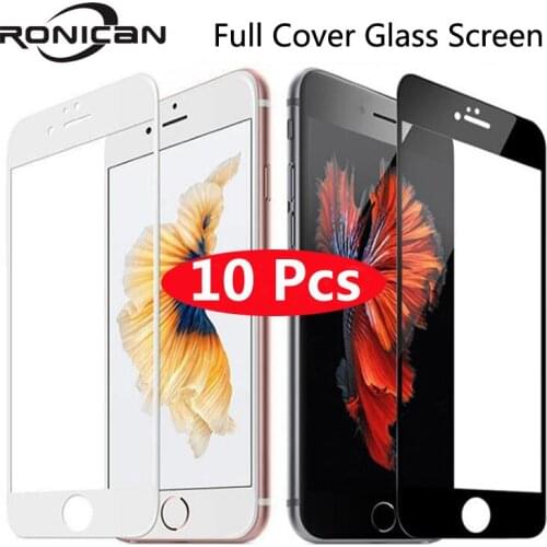 10Pcs 9H Full Cover Tempered Glass For iPhone 6 6s 7 8 Plus Screen Protector Protective Film For iPhone X XS Max XR 5 5s 5c SE