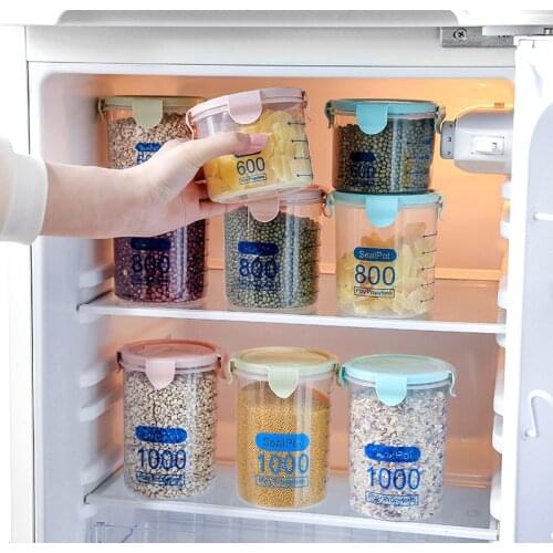 Buckle Sealed Storage Box Transparent mason jar Kitchen supplies Circular Food storage tank peas and nuts Storage Tank