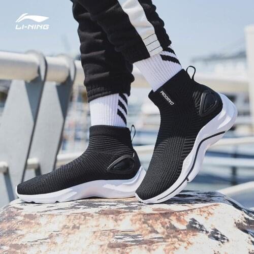 Li-Ning Women DABOOM Leisure Walking Shoes Sock-Like Mono Yarn Comfortable LiNing Sport Shoes High-cut Sneakers AGLN142 SOND18