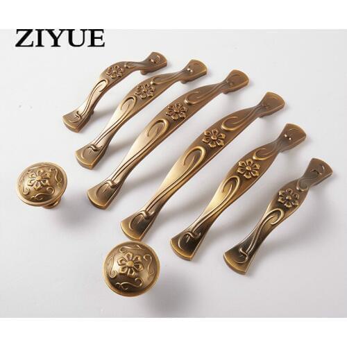 2PCS/LOT Free Shipping Carved Bronze Handle European Single Round Handle Furniture Cabinet Drawer Handle