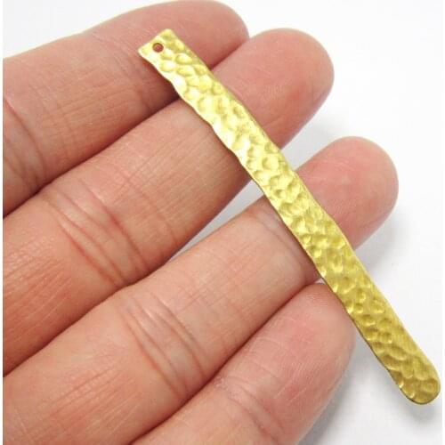 Brass stick pendant Hammered irregular brass bar 64x6x0.7mm earrings charms -20pcs R1253