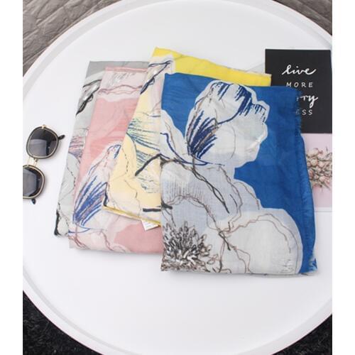 2019 Fashion Ombre Flower Siver Foil Scarves And Shawls Floral Luxury Scarf Wrap Hijab Muffler Wholesale 10pcs/lot Free Shipping