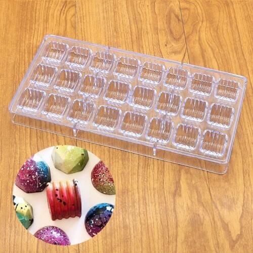 24 Even Screw Thread Polycarbonate Chocolate Mold Creative 3D Fondant Cake Candy Mold DIY Kitchen Baking Pastry Tools