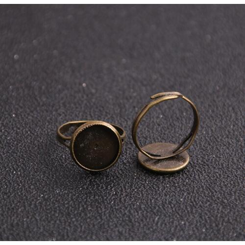 4pcs Fashion Vintage Adjustable Stud finger ring Bases Blanks 10mm Antique Bronze Cabochon Stud finger ring