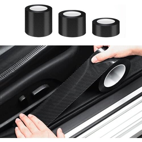 5M 5D Carbon Fiber Car Sticker Paste Protector Strip Auto Door Sill Side Mirror Anti Scratch Tape Waterproof Protect Film Black