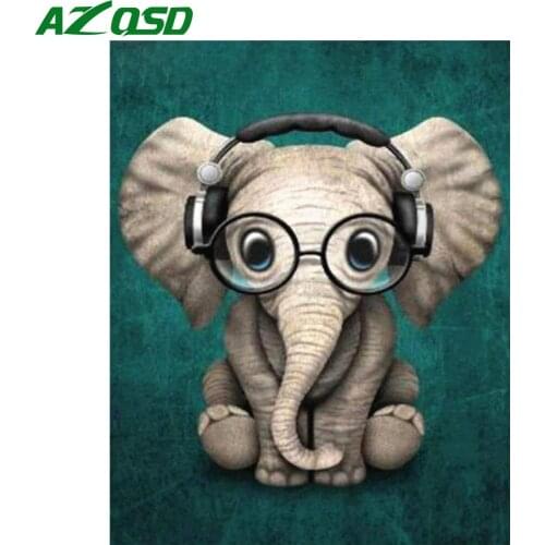 AZQSD Diamond Embroidery Sale Elephant Cross Stitch Kits Home Decor Diamond Painting Diy Animal Mosaic Wall Stickers