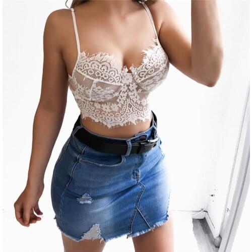 Woman Lace Hollow Tanks Camis Bra Underwear Harness Perspective Bikini Top Underwear Bralett Lace Strap Wrapped Chest Shirt Top