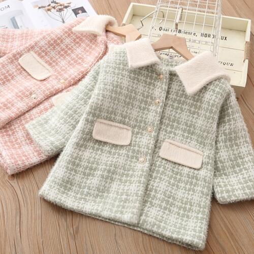 Children autumn winter wool coat girl cotton jacket Korean fashion