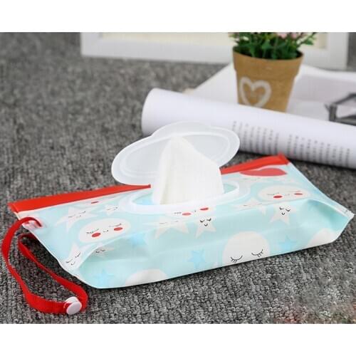Environmentally friendly snap-type baby wet tissue box, portable clamshell cosmetic bag, wet cleaning tissue bag