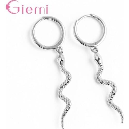 Gothic Rock Punk Snake Shape Ear Brincos Earring for Women Men 100% Authentic 925 Sterling Silver S925 Jewelry