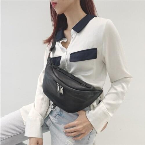 Head layer leather chest bag fashion simple big mens and womens same style chest bag Single Shoulder Messenger Bag