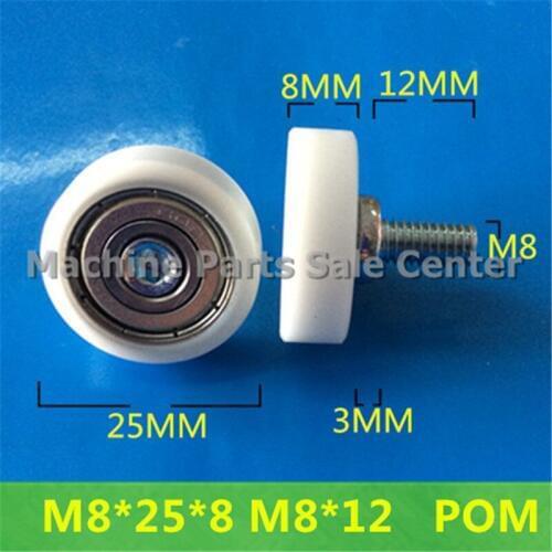 M8*25*8mm M8*12F type idler pulley POM screw thread bearing pulley screw drawer bearing pulley Free shipping Good Quality