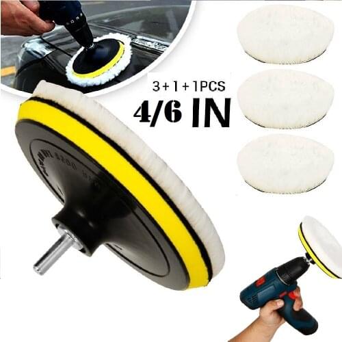4/6 inch Polishing Pad Wool Wheel And Mop Set For Automobile Polishing Machine For Drill Bit