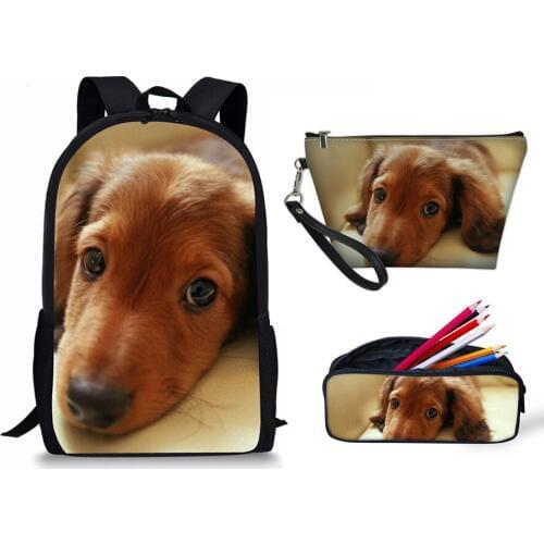 Backpack Set For Girls Dachshund Fashion 2019 Print Women School Student Shoulder Man Bags Costom Makeup Mini Bag Case Travel