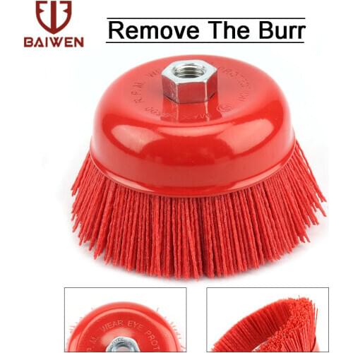 1pc 125mm Cup Nylon Abrasive Brush Wheel M14 M16 P80 Pile Polymer-abrasive Wheels For 5 Inch Angle Grinder Rotary Tools