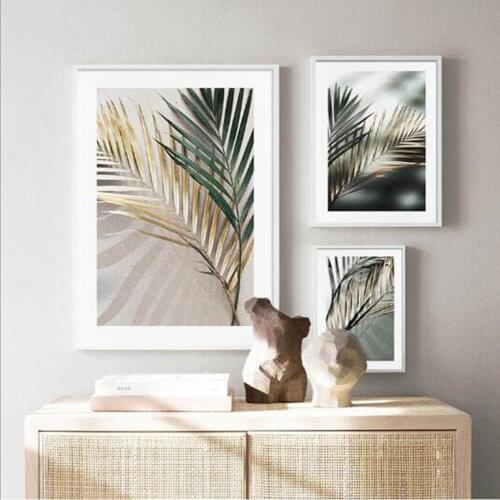 Nordic Wall Art Golden Palm Leaf Plant Canvas Painting Poster Print Botanical Scandinavian Decoration Picture Artwork Home Decor