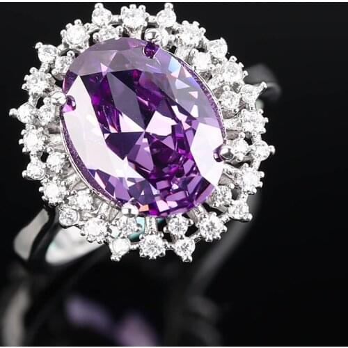 New Fashion Large Purple Crystal Rings for Women Men Gift Luxury Jewelry Engagement Wedding Zircon Flower Rings Whole sale K233
