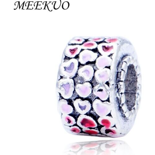 Charm European Heart Beads Love Charm Pendant Bead Fit 3mm Snake Chain Brand Bracelet Gift