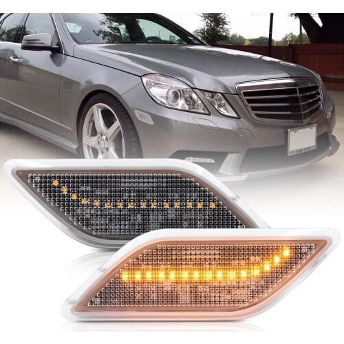 OEM-Spec Euro Clear Lens LED Front Bumper Side Marker Lamp For 2010-2013 Benz W212 Pre-LCI E-Class E350 E550 E63 AMG Sedan/Wagon