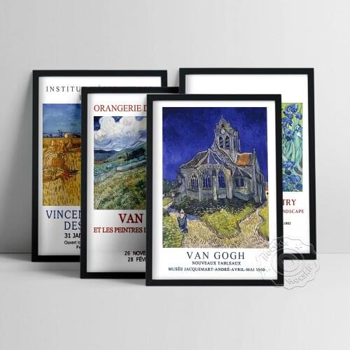 Vincent Von Gogh Poster, Corn Harvest In Provence Oil Painting, The Church At Auvers Wall Picture, Gogh Vintage Scenery Wall Art