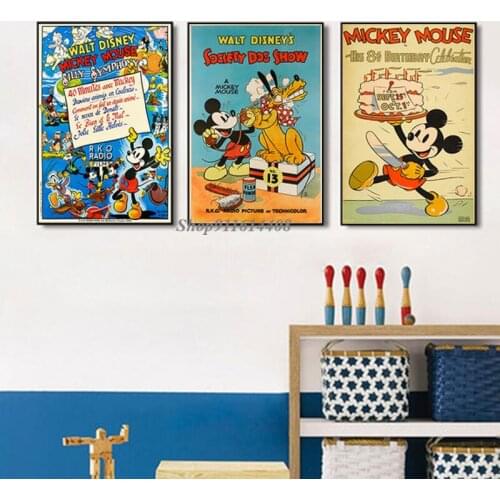 Disney Mickey Mouse Donald Duck Canvas Painting Anime Posters Prints Wall Art Decorations Pictures for Kids Room Wall Home Decor