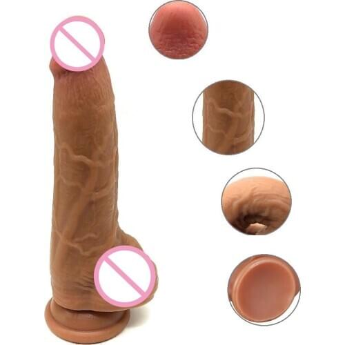Realistic Dildo Huge Penis with Suction Cup Hands-Free Play, Dual Layered Silicone G-Spot Anal Dildos Female Vaginal Anal Play
