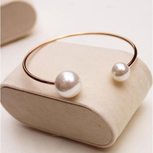 YUN RUO Rose Gold Color Double Pearl Adjustable Bracelet Titanium Steel Fine Jewelry Wholesale Birthday Gift Woman Free Shipping